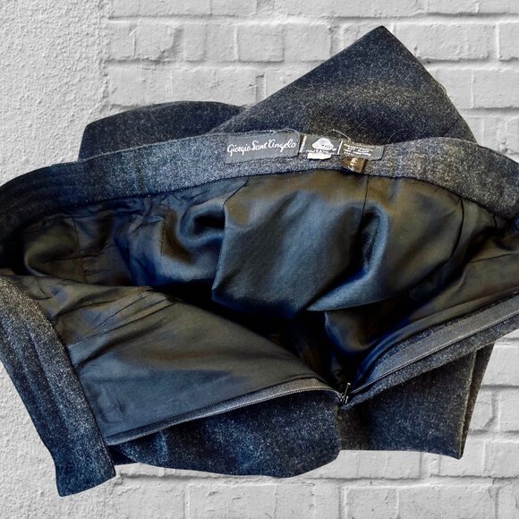 Giorgio Sant'Angelo Vintage 80’s Black Wool Lined Shorts Culottes size 12 - Picture 6 of 13
